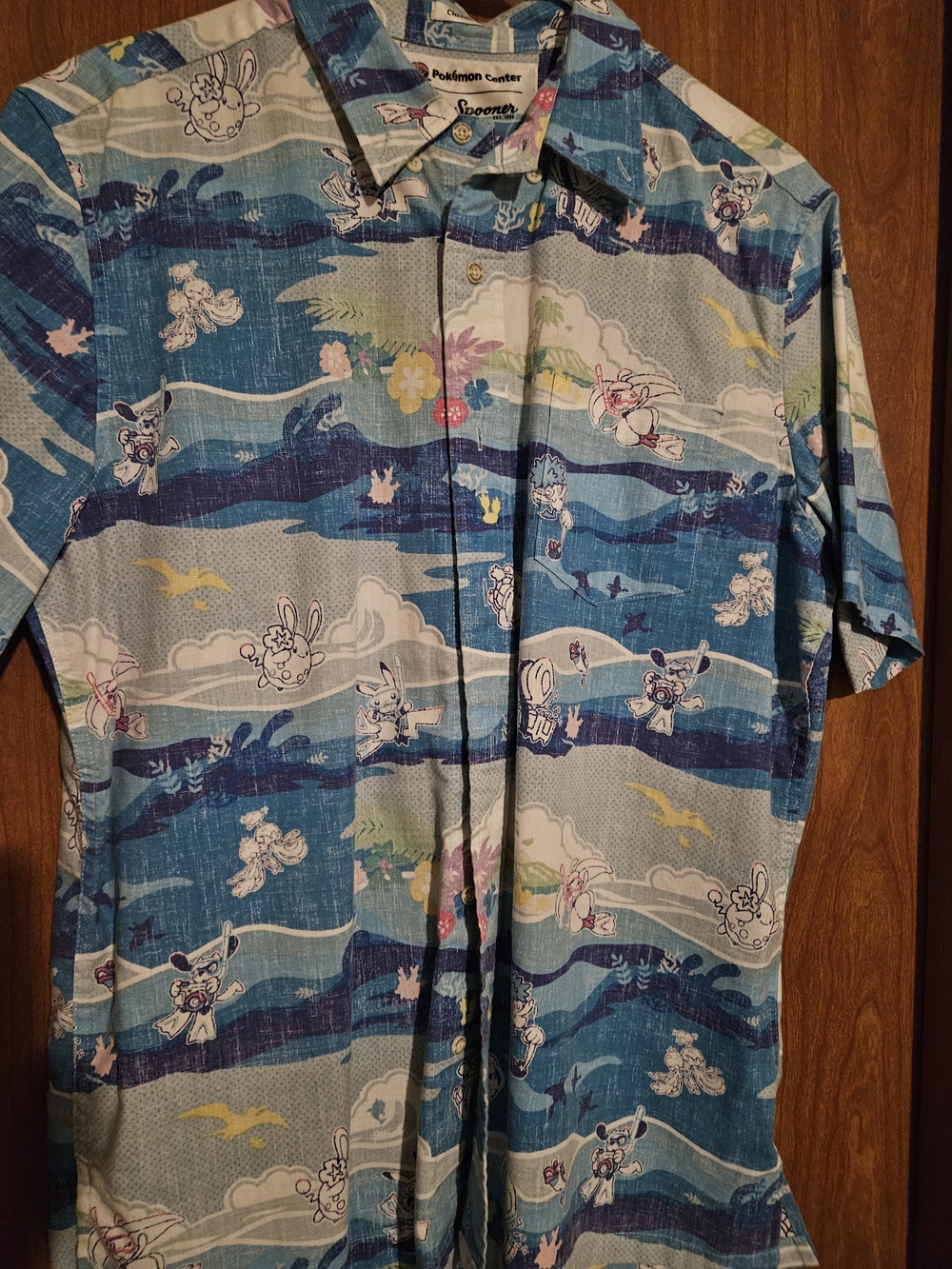 Pokémon X Reyn spooner Collab 2024 Worlds Exclusive Hawaiian Button-Up Shirt